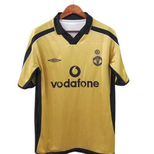 CAMISA VERSÃO RETRÔ MANCHESTER UNITED OURO III 2001/02