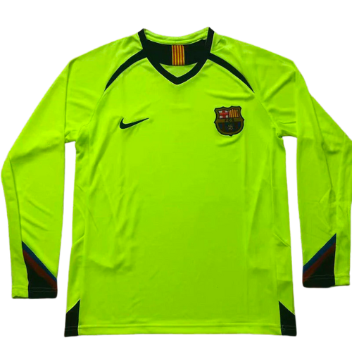 CAMISA RETRÔ MANGA LONGA BARCELONA II 2005/06 VERDE LIMÃO