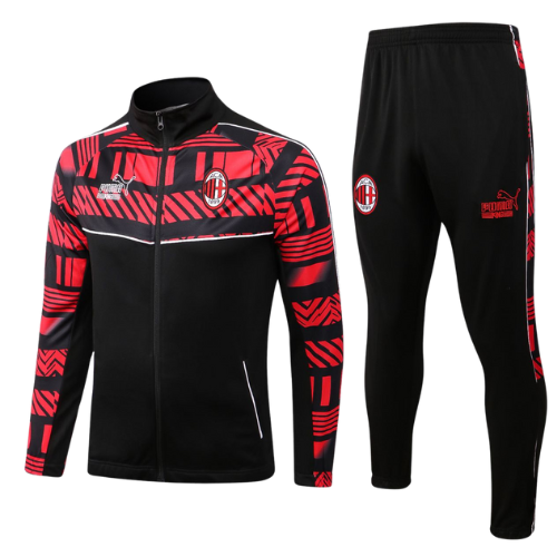 CONJUNTO TREINO MILAN JAQUETA+CALÇA - PRETO/VERMELHO 2023/24