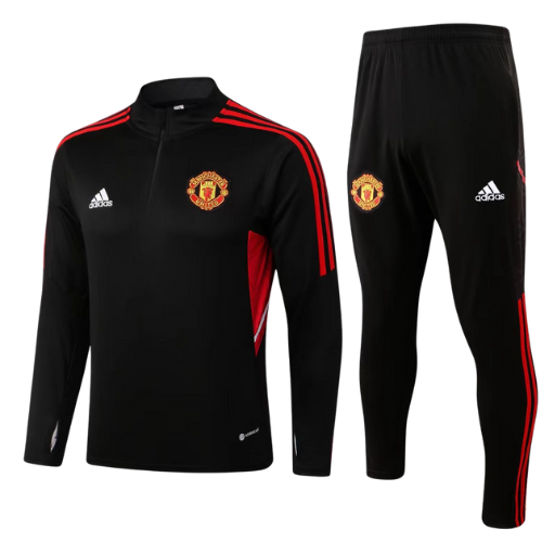 CONJUNTO INFANTIL TREINO MANCHESTER UNITED JAQUETA+CALÇA - PRETO/VERMELHO 2022/23