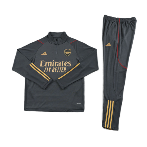 CONJUNTO TREINO ARSENAL JAQUETA+CALÇA - CINZA/OURO 2023/24