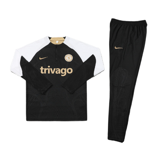 CONJUNTO TREINO CHELSEA JAQUETA+CALÇA - PRETO/BRANCO 2023/24