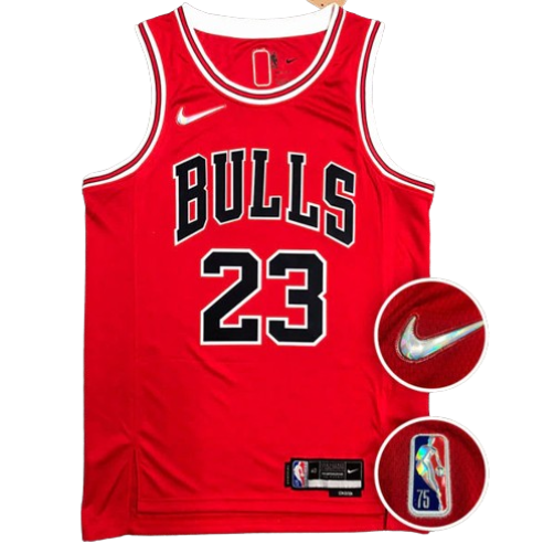REGATA NBA CHICAGO BULLS ICON EDIÇÃO 75 ANOS MICHAEL JORDAN VERMELHA