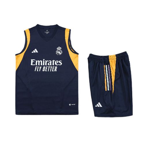 CONJUNTO TREINO REAL MADRID REGATA+SHORT - AZUL ESCURO 2021/22