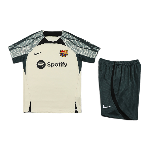CONJUNTO TREINO BARCELONA CAMISA+SHORT - BEGE 2023/24