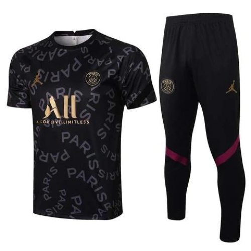 CONJUNTO TREINO PSG CAMISA+CALÇA - PRETO GOLD 2022/23