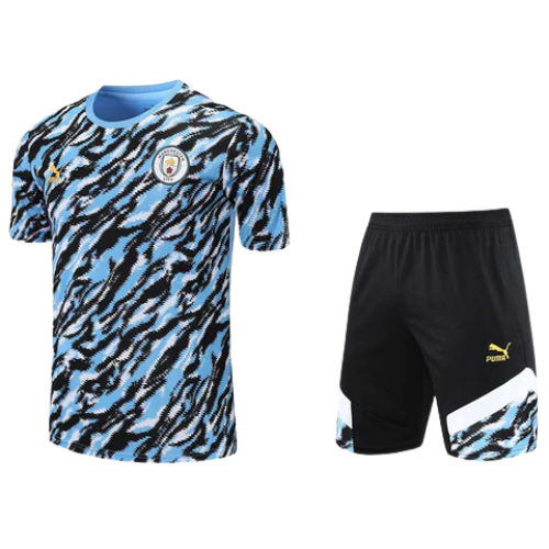 CONJUNTO TREINO MANCHESTER CITY CAMISA+SHORT - AZUL ZEBRA 2021/22