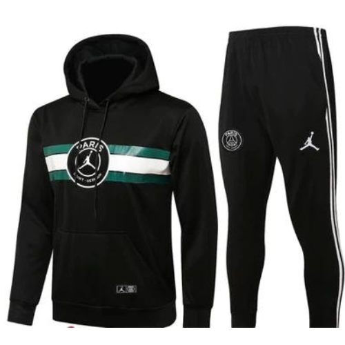 CONJUNTO TREINO PSG MOLETOM+CALÇA - PRETO/VERDE 2022/23