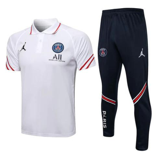 CONJUNTO TREINO PSG PÓLO+CALÇA - BRANCO 2021/22