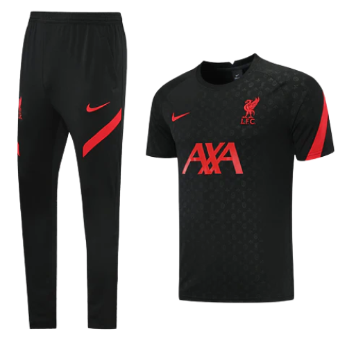 CONJUNTO TREINO LIVERPOOL CAMISA+CALÇA - PRETO/VERMELHO 2022/23