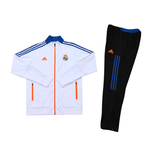 CONJUNTO TREINO REAL MADRID JAQUETA+CALÇA - BRANCO/AZUL 2021/22