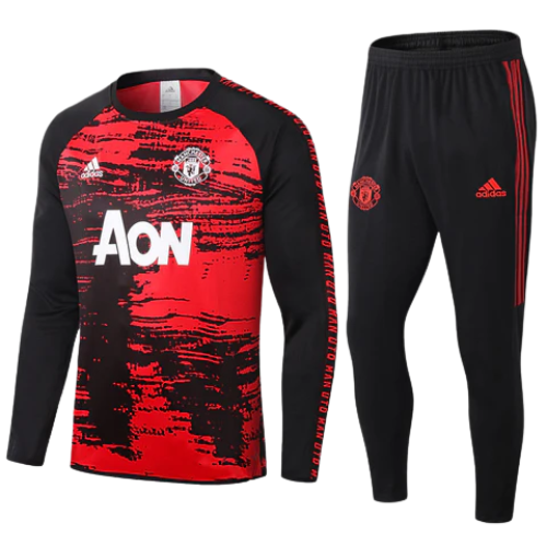 CONJUNTO TREINO MANCHESTER UNITED CAMISA MANGA LONGA+CALÇA - VERMELHO/PRETO 2021/22