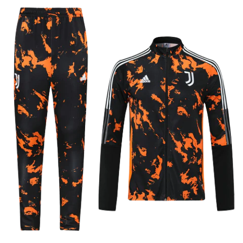 CONJUNTO TREINO JUVENTUS JAQUETA+CALÇA - PRETO/LARANJA 2021/22