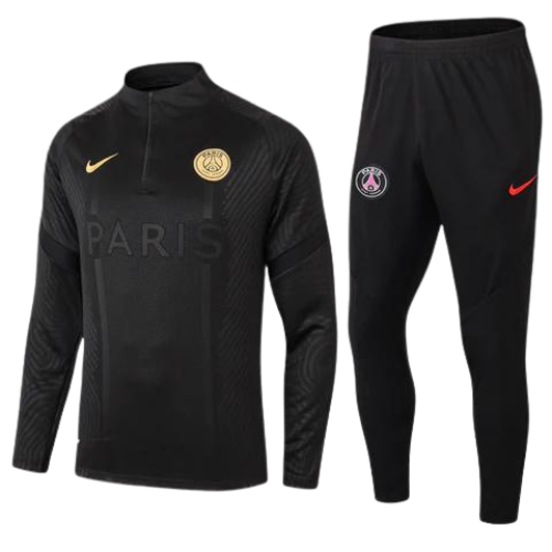 CONJUNTO TREINO PSG JAQUETA+CALÇA - PRETO/OURO 2022/23