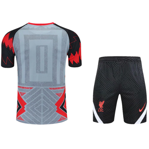 CONJUNTO TREINO LIVERPOOL CAMISA+SHORT - CINZA/PRETO 2022/23