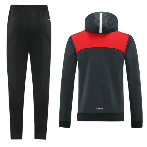 CONJUNTO TREINO COM CAPUZ BAYERN DE MUNIQUE JAQUETA+CALÇA PRETO/VERMELHO 23/24
