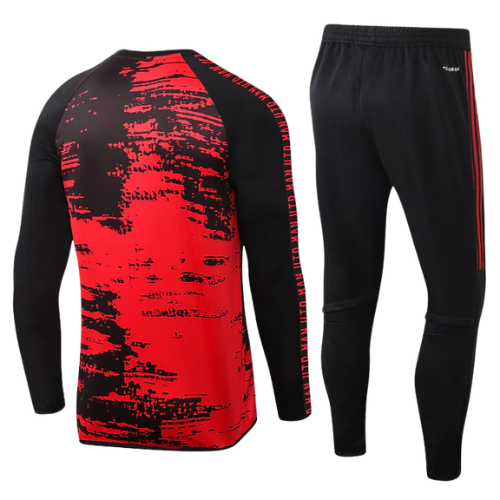 CONJUNTO TREINO MANCHESTER UNITED CAMISA MANGA LONGA+CALÇA - VERMELHO/PRETO 2021/22