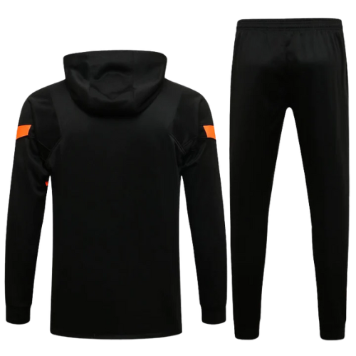 CONJUNTO TREINO CHELSEA MOLETOM+CALÇA - PRETO/LARANJA 2022/23