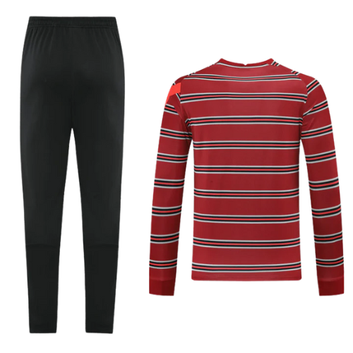 CONJUNTO TREINO LIVERPOOL CAMISA MANGA LONGA+CALÇA - VERMELHO LISTRADO 2021/22