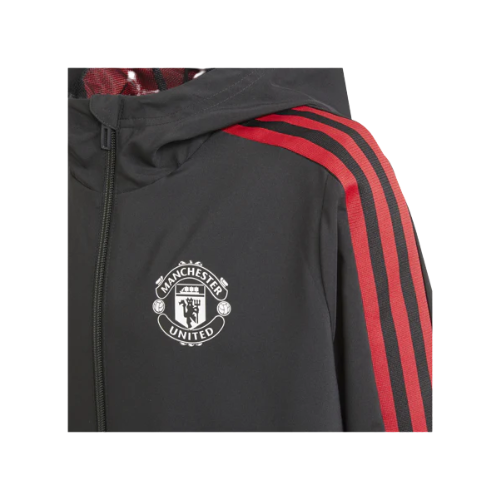 JAQUETA COM CAPUZ PRETA-VERMELHA MANCHESTER UNITED 2021/22