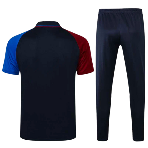 CONJUNTO TREINO BARCELONA PÓLO+CALÇA - PRETO/AZUL/VINHO 2021/22