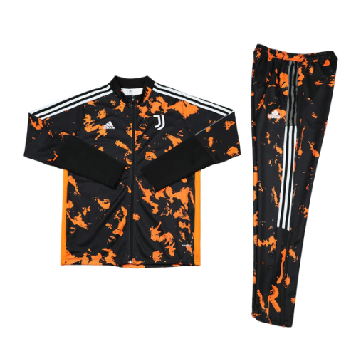 CONJUNTO TREINO JUVENTUS JAQUETA+CALÇA - PRETO/LARANJA 2021/22