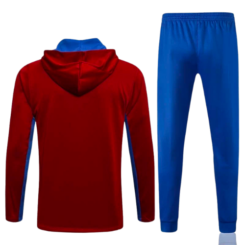 CONJUNTO TREINO COM CAPUZ BARCELONA JAQUETA+CALÇA - VERMELHO 2021/22