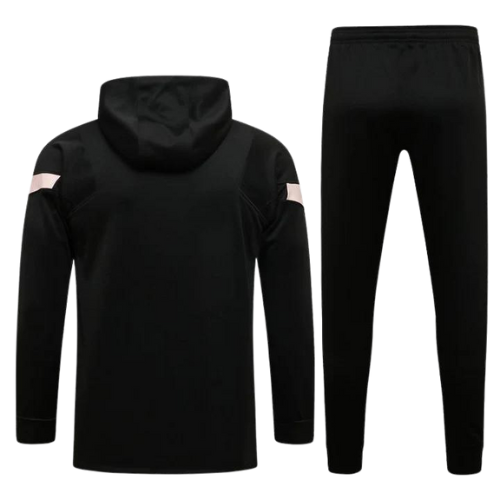 CONJUNTO TREINO PSG COM CAPUZ JAQUETA+CALÇA - PRETO 2021/22