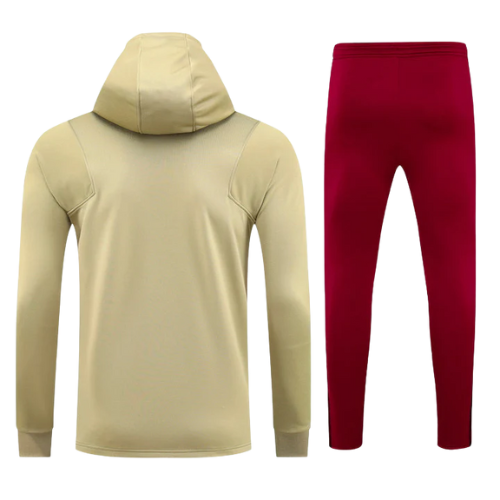 CONJUNTO TREINO LIVERPOOL JAQUETACOM CAPUZ+CALÇA - DOURADO/LARANJA 2021/22