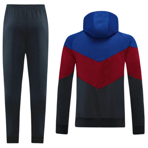 CONJUNTO TREINO COM CAPUZ BARCELONA JAQUETA+CALÇA - PRETO 2021/22