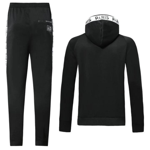 CONJUNTO TREINO COM CAPUZ PSG JAQUETA+CALÇA - TOTAL BLACK 2021/22