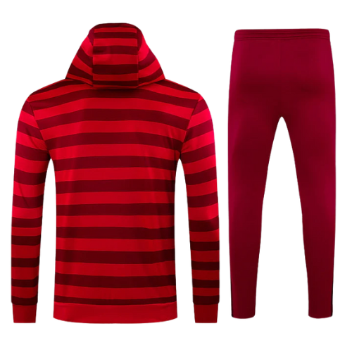 CONJUNTO TREINO LIVERPOOL MOLETOM+CALÇA - VERMELHO LISTRADO 2021/22