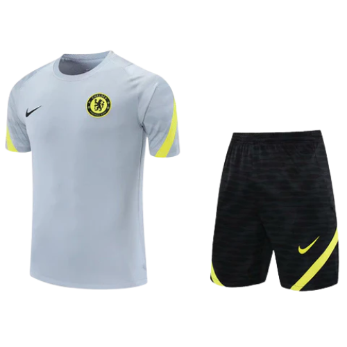 CONJUNTO TREINO CHELSEA CAMISA+SHORT - CINZA/AMARELO 2022/23