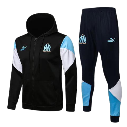 CONJUNTO TREINO COM CAPUZ MARSELHA MOLETOM+CALÇA - PRETO 2023/24