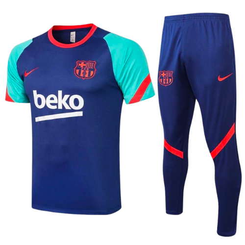 CONJUNTO TREINO BARCELONA CAMISA+CALÇA - AZUL 2021/22