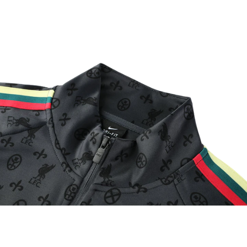 CONJUNTO TREINO LIVERPOOL JAQUETA+CALÇA - PRETO/VERMELHO 2021/22