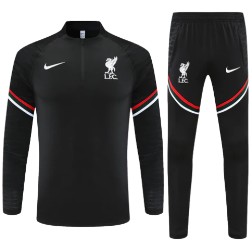 CONJUNTO TREINO LIVERPOOL JAQUETA+CALÇA - PRETO/BRANCO 2021/22