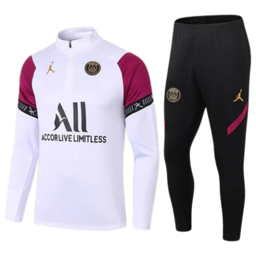 CONJUNTO TREINO PSG JAQUETA+CALÇA - BRANCO/ROXO 2021/22