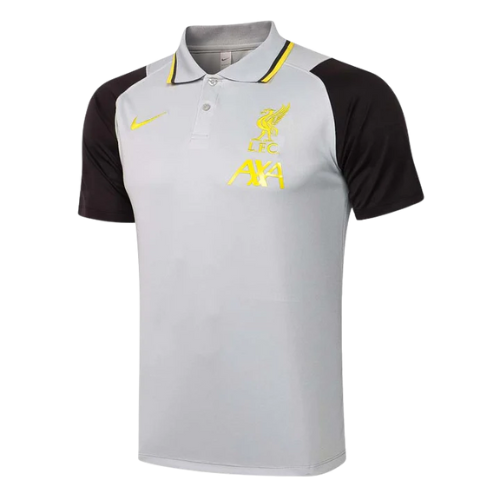 CONJUNTO TREINO LIVERPOOL PÓLO+CALÇA - CINZA/AMARELO 2021/22