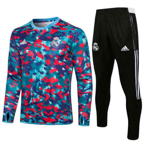 CONJUNTO TREINO REAL MADRID CAMISA MANGA LONGA+CALÇA - DEGRADÉ MILITAR 2022/23