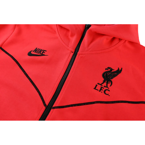 CONJUNTO TREINO LIVERPOOL JAQUETA COM CAPUZ+CALÇA - LARANJA 2022/23