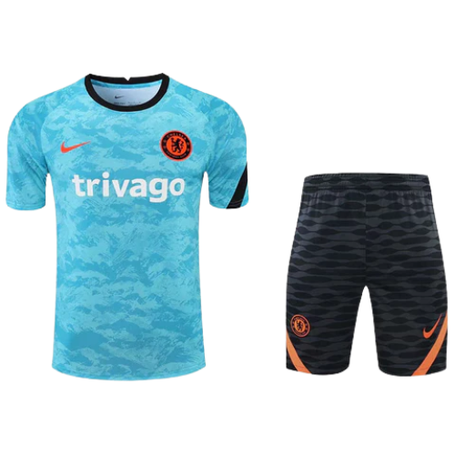 CONJUNTO TREINO CHELSEA CAMISA+SHORT - CELESTE 2021/22