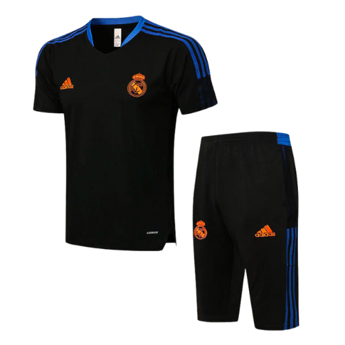 CONJUNTO TREINO REAL MADRID CAMISA+SHORT - PRETO 2021/22