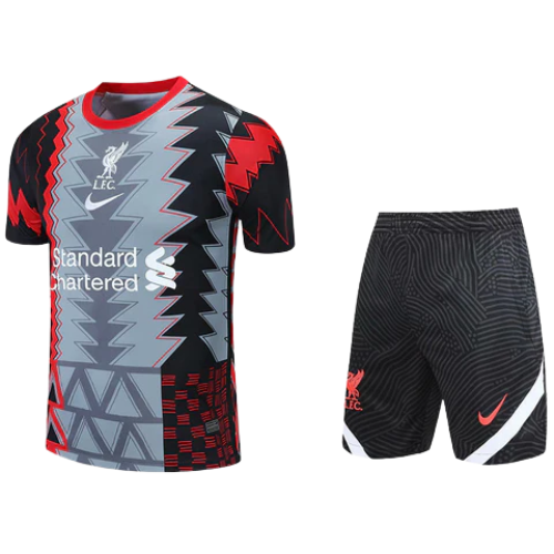 CONJUNTO TREINO LIVERPOOL CAMISA+SHORT - CINZA/PRETO 2022/23