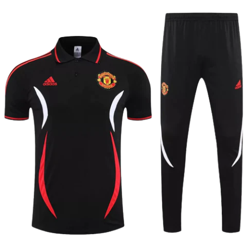 CONJUNTO TREINO MANCHESTER UNITED PÓLO+CALÇA - PRETO/VERMELHO 2022/23