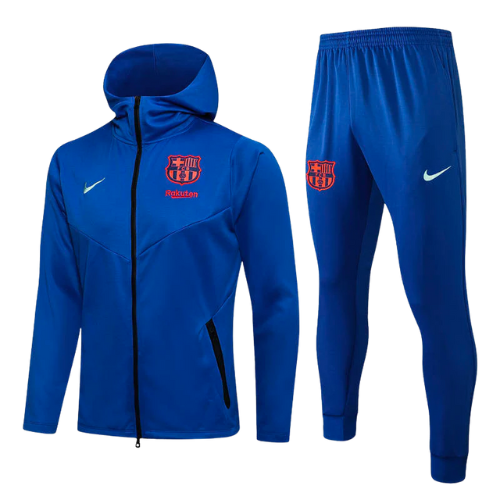 CONJUNTO TREINO COM CAPUZ BARCELONA JAQUETA+CALÇA - AZUL 2021/22