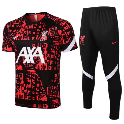 CONJUNTO TREINO LIVERPOOL CAMISA+CALÇA - VERMELHO/PRETO 2021/22