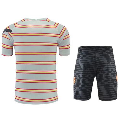 CONJUNTO TREINO LIVERPOOL CAMISA+SHORT - CINZA LISTRADO 2021/22