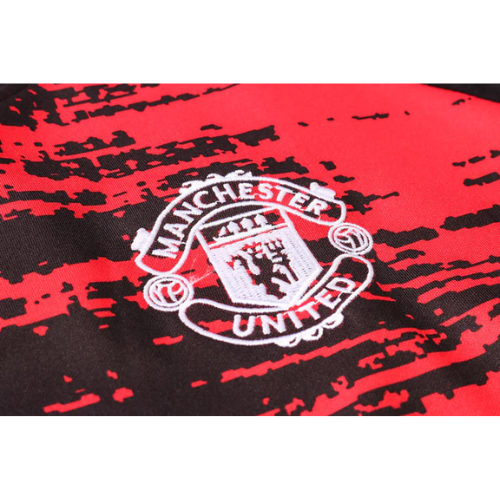 CONJUNTO TREINO MANCHESTER UNITED CAMISA MANGA LONGA+CALÇA - VERMELHO/PRETO 2021/22