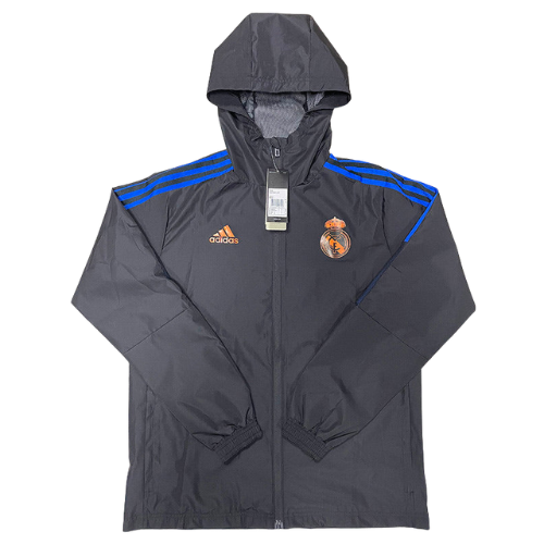 JAQUETA COM CAPUZ PRETA REAL MADRID 2021 V2